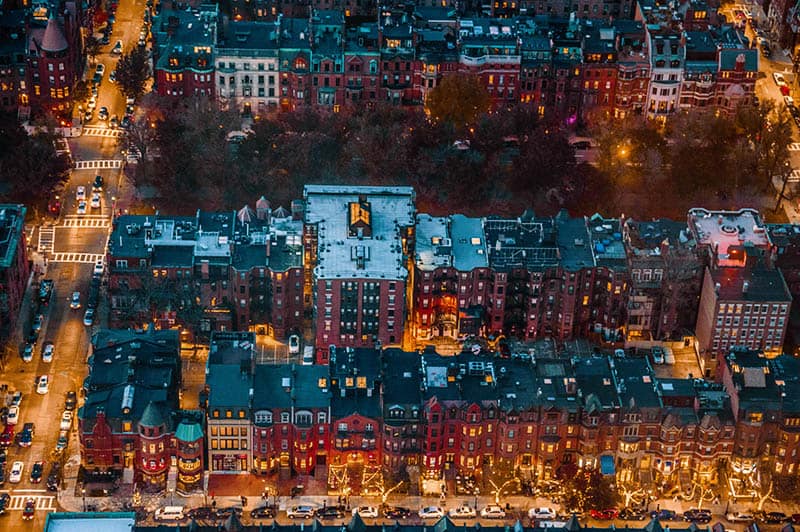 Boston Houses at Night