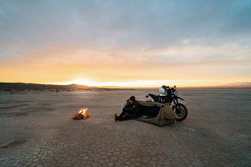 Motorcycle outdoor camping road trip