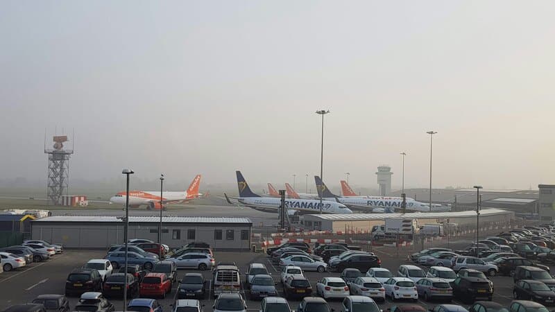 busy carpark at airport