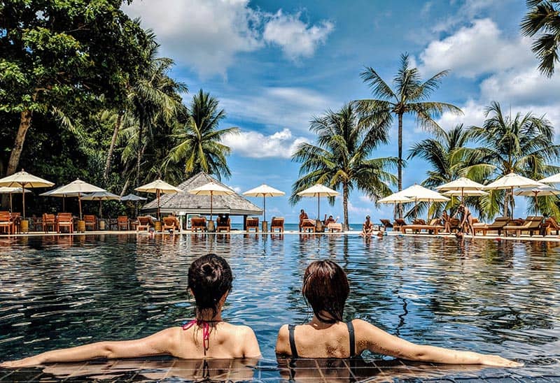 relaxation in pool sun